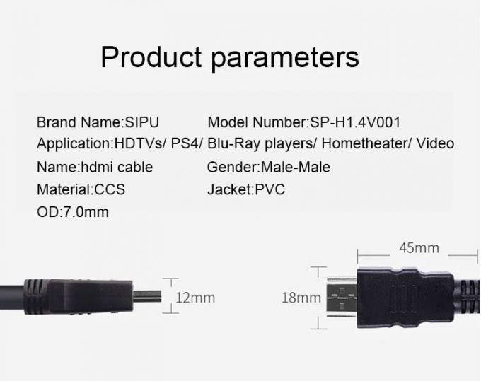CCS HDMI Coaxial Cable 1.4 Round Gold Plated Computer Monitor Hdmi Cable 8