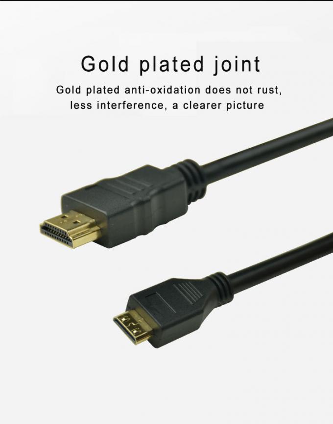 1080P 3D Mini HDMI To HDMI Cable Non Shielded 7.0mm Camera Hdmi Cable 5