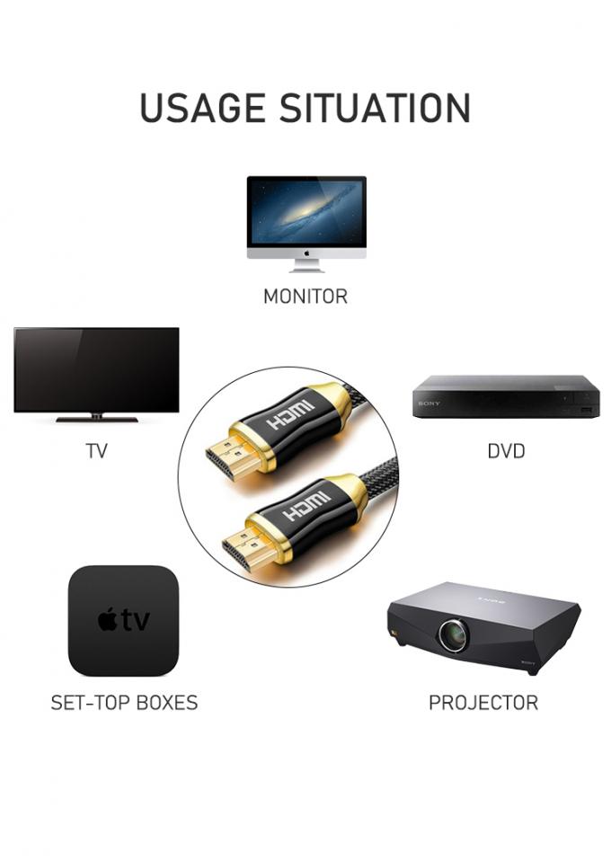 Factory price bare copper network cord support 4K x 2K gold plated hdmi to hdmi cable 15