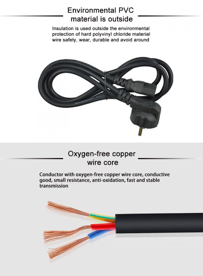 Durable 2pin Plug Black EU Power Cord 1m 1.5m For Laptop Computer Monitor 2