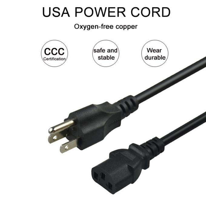 Copper 3Pin Plug Laptop USA Power Cord America Power Cord 220VAC 1