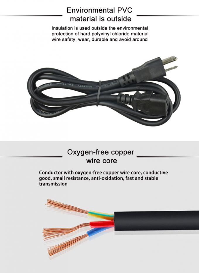 Copper 3Pin Plug Laptop USA Power Cord America Power Cord 220VAC 3