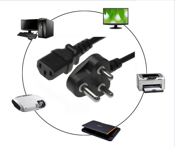 Pvc Jacketed Electrical Power Cord Laptop India Plug Black 6feet 13