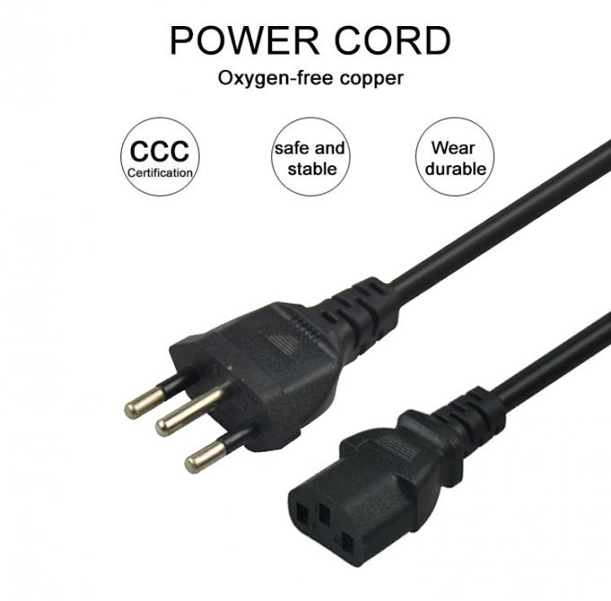 3Pin Brazil Plug Electrical Power Cord 1m 1.5m 1.8m 2m For PC Adapter 10