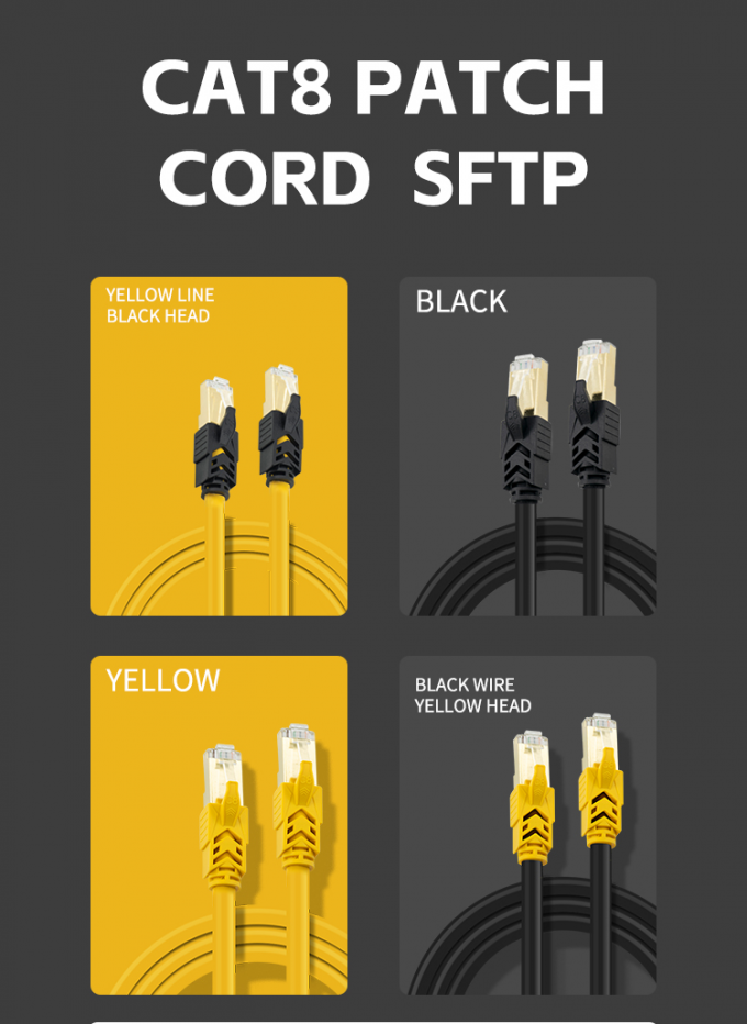 Copper Conductor Insulated CAT8 Patch Cord Network Patch Cable 3