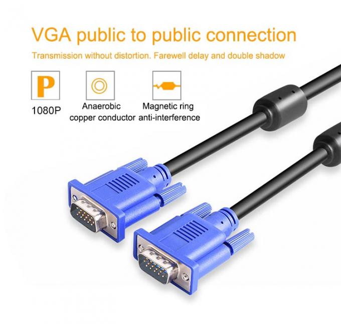 PC Computer Monitor VGA To VGA Cable 1.5m With Steel Conductor And Gold Plated 1