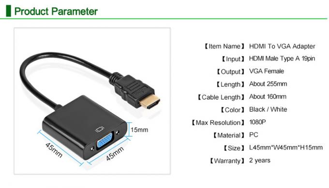 HDMI To VGA Adapter Converter 1080P Digital To Analog Audio Video For Laptop Tablet PC 0