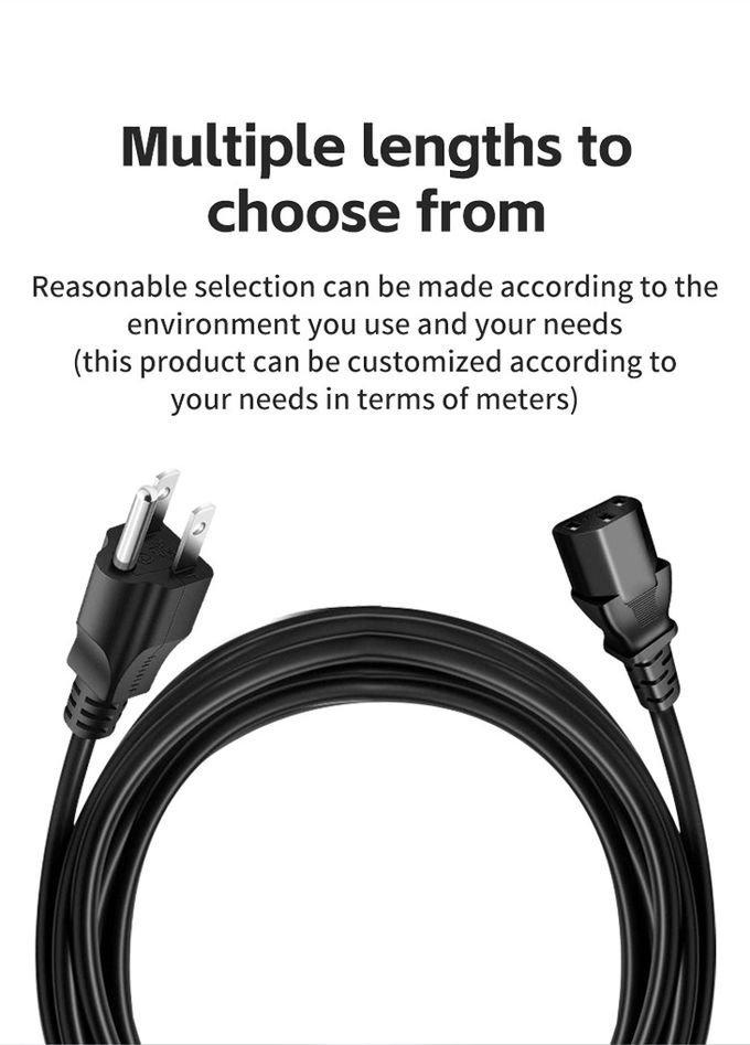 BC Power Cord 1.5M1.8M 3*0.75MM Computer Monitor TV Replacement USA Power Cord 7