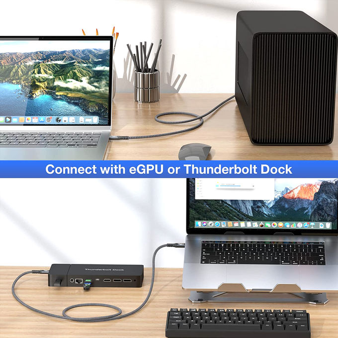 New Product Grey USB 4.0 1M Lightning Fast Charging TYPEC TO TYPEC 40GBPS HDMI Cable 8K 7