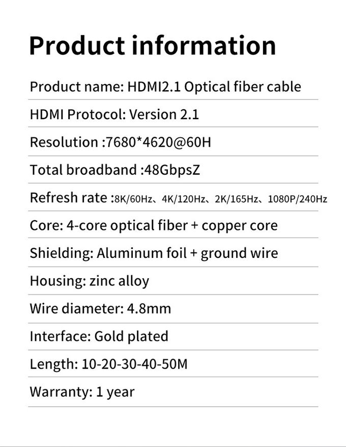 Black 10M HDMI Cable 4K 60Hz 18Gbps AOC HDMI Ultra-HD Optical Fiber Optic Cable 7
