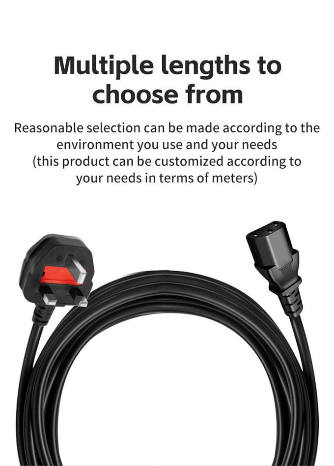 1.5m British Standard Power Cord 0.75 Square Two Core Flat Wire Black Hong Kong Three Plug 9