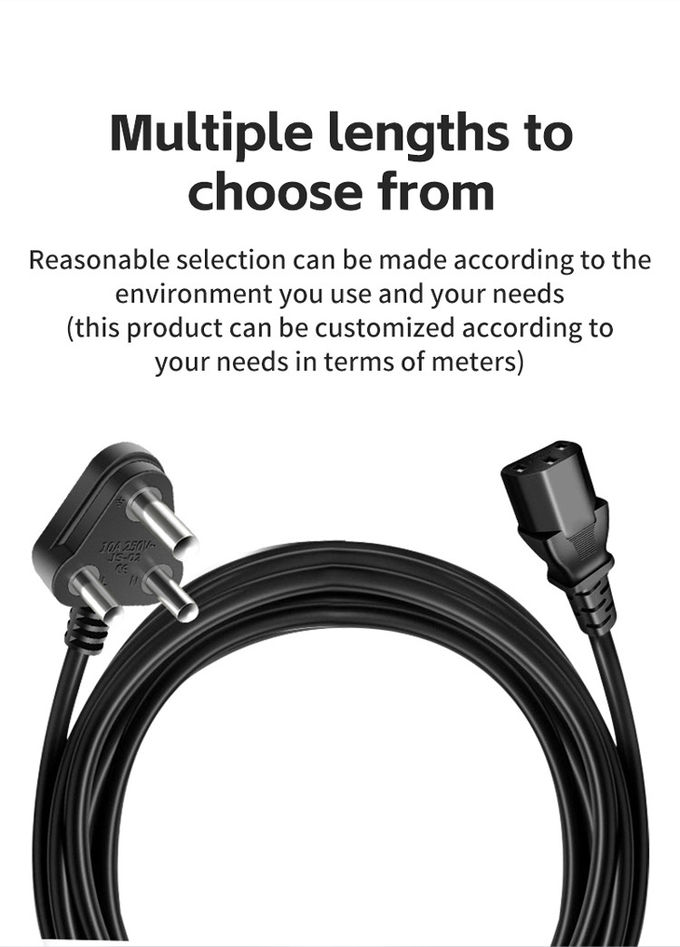 1.5M India Power Electric Plug With Power Cord South Africa 3 Pin Power Cable For Computer And Laptop 3