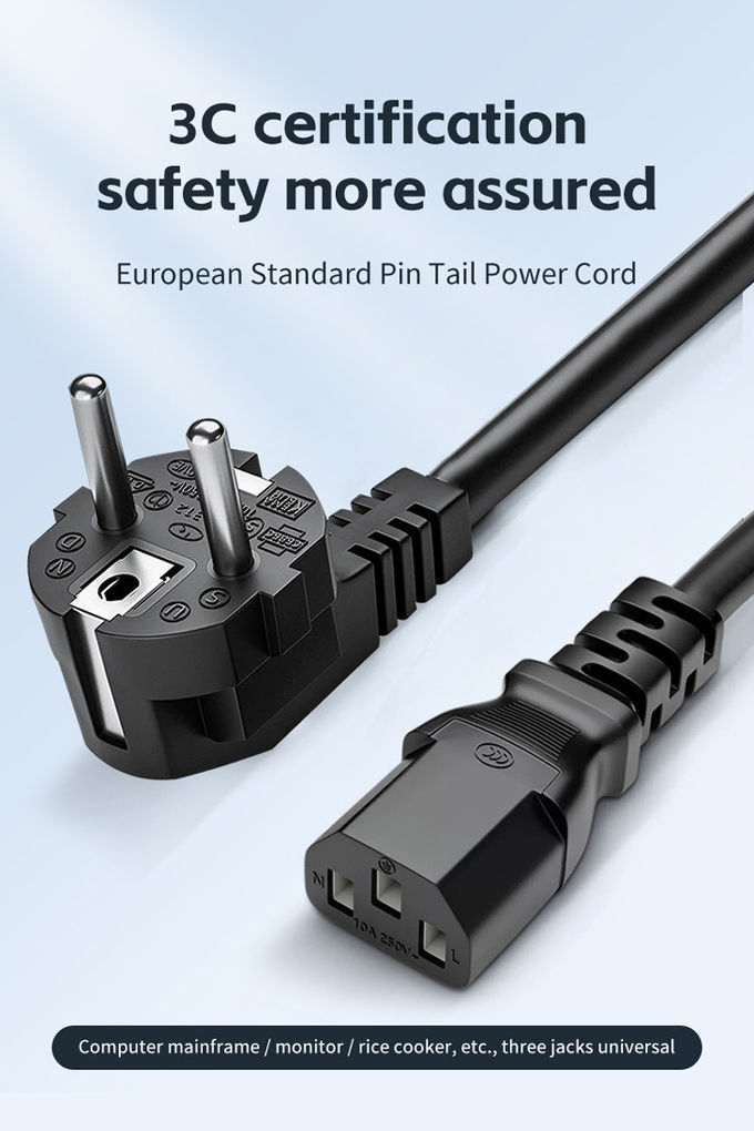 EU Power Cord 1.5M 110-250V High Quality Europe Eu 3 Pin PSU Power Supply Cord For Pc Computer Psu Cooker 2