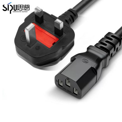 quality 1.5m British Standard Power Cord 0.75 Square Two Core Flat Wire Black Hong Kong Three Plug factory