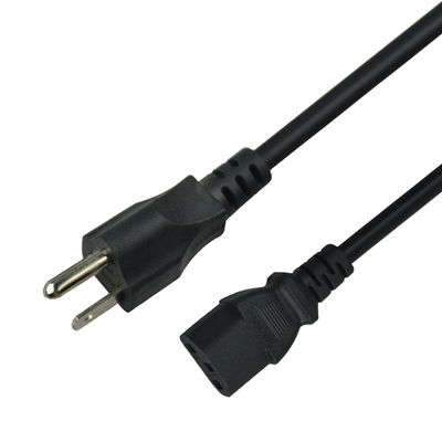 Customizable 1.5mtrs USA Power Cord PE PVC For Computer Black Color