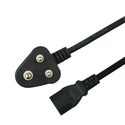Pvc Jacketed  Electrical Power Cord Laptop India Plug Black 6feet