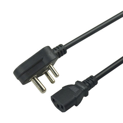 Pvc Jacketed  Electrical Power Cord Laptop India Plug Black 6feet