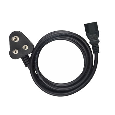 Pvc Jacketed  Electrical Power Cord Laptop India Plug Black 6feet